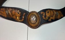 Womens Leather Handmade Elephant Decorative Angular Belt 29 To 32