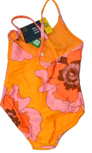 Gap Kids Girls XS 4/5 Swimsuit Swim Shop One PC Orange Floral NWT - Picture 2 of 2