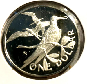 elf British Virgin Islands 1 Dollar 1977 Silver Jubilee Proof Frigate  Bird