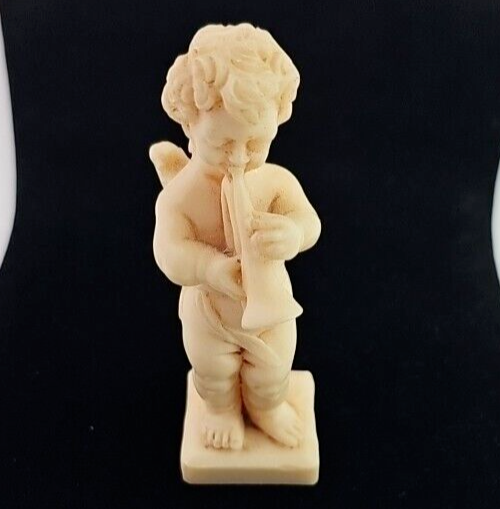 Vintage Musical Cherub Figurine Made in Italy 2.25 inch Resin Beige