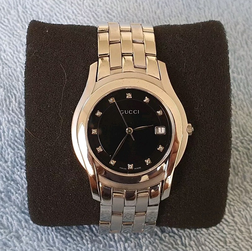 Gucci 5500M Men's Watch with Diamond Hour Markers (A270) | eBay