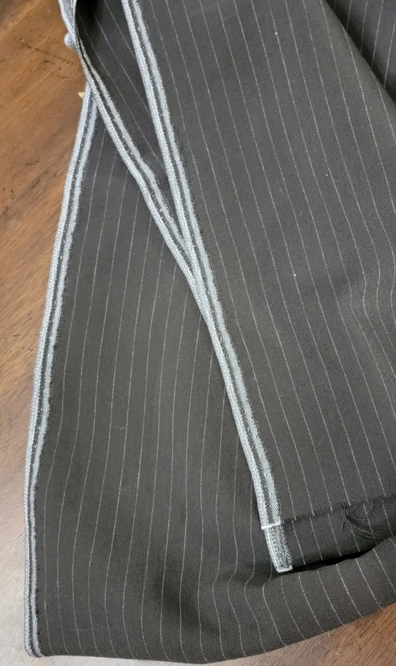 2 Yards Chocolate Brown & Grey Pinstripe Suiting Suit Fabric Wool Blend 60" Wide - Image 3 of 3