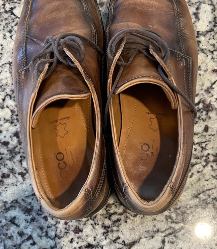 Scarpe eleganti uomo Ecco Cario pelle marrone punta grembiule uomo 10 extra larghe - Foto 10 di 10