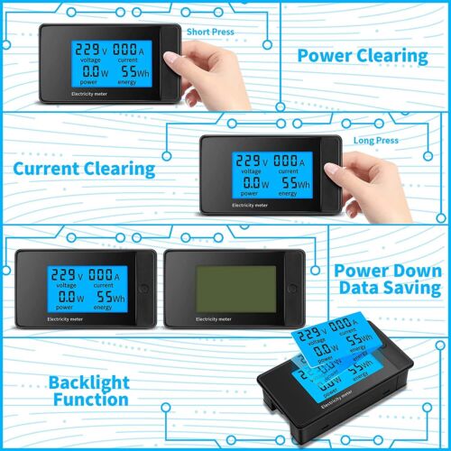 100A AC 85-400V Digital Watt KWH Strom Leistung Energie Meter Amperemeter Voltmeter USA - Bild 5 von 8