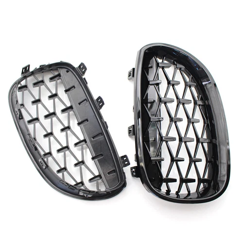 Replace Black/Chrome Front Diamond Kidney Grille ABS For 2003-2010 BMW E60 E61 - Bild 12 von 17