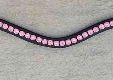 Stunning Rose Pink Crystal Wave Leather Browband For Horse Tack customize size