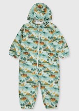 Kids Boys Green Dinosaur Puddlesuit
