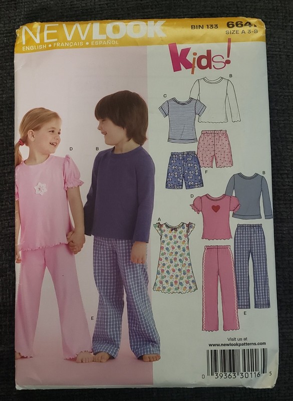 New Look 6641 Pajama Tops Pants Shorts Nightgown Size 3 4 5 6 7 8 Uncut Pattern