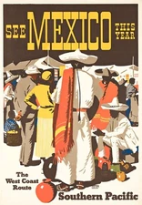 Mexico 1930's Travel Poster Print  Reproduction Giclee Print 11x17