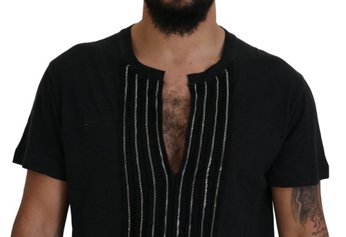 DSQUARED2 T-shirt Black Chain Embellished Cotton Short Sleeve IT48/US38/M $1000 - Picture 4 of 11