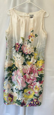 Ann Taylor Lined Floral Dress - Size 12 - Cream/ Multicoloured - Silk Blend