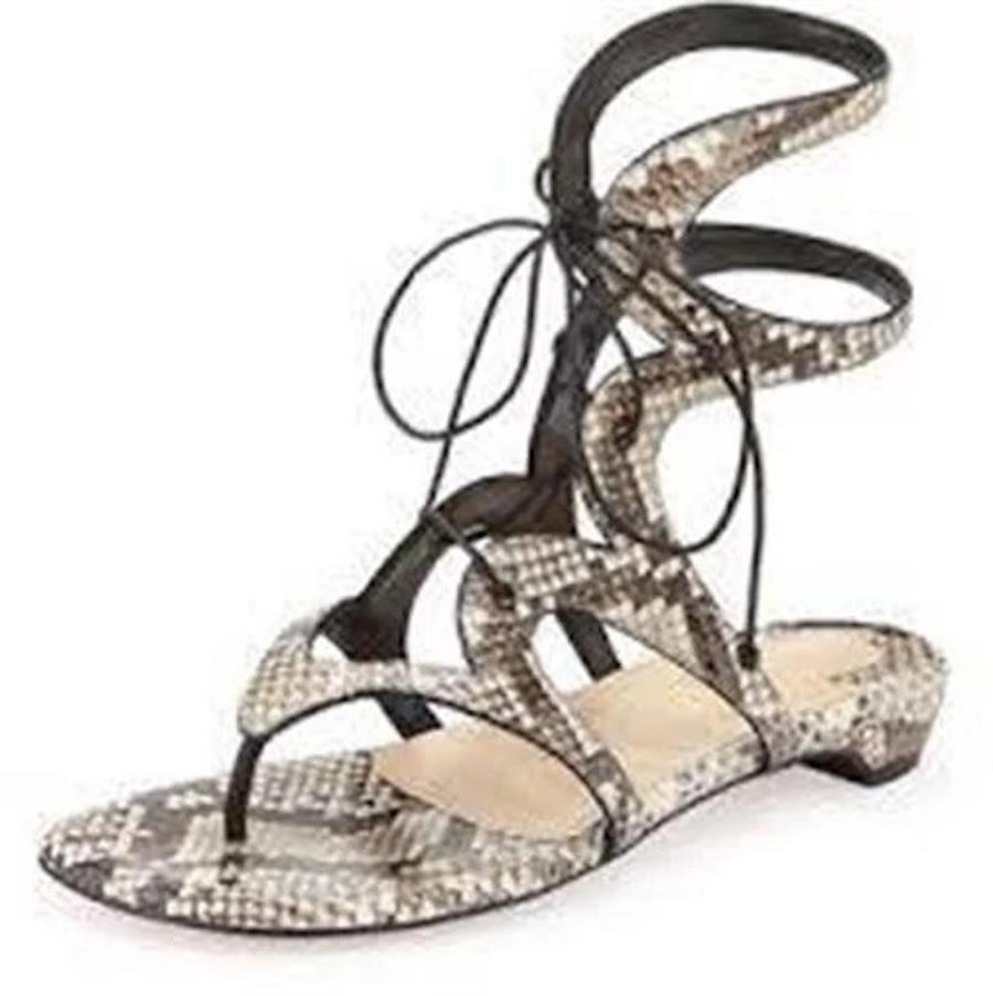 Christian Louboutin GIRAFINA Low Python Snake Gladiator Flat Sandals Shoes $1395 image 3