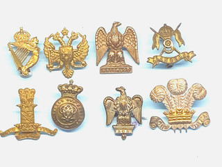EIGHT CAVALRY COLLAR BADGES .