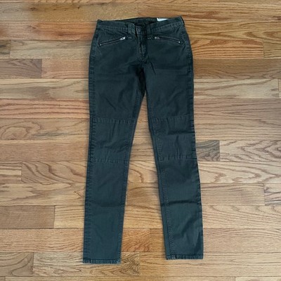 rag & bone Women s 26 Ridley Waxy Moto Leggings Dark Olive Streetwear Casual