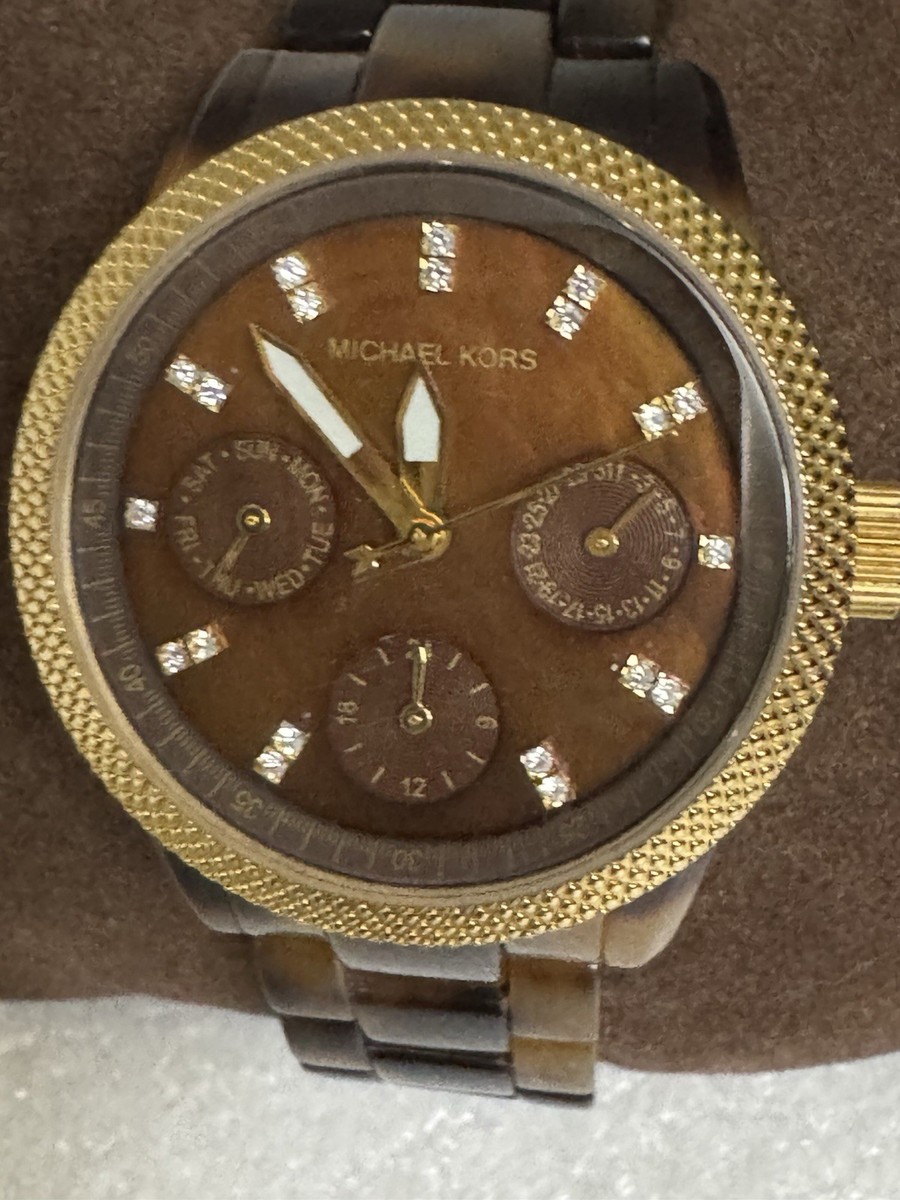 Michael Kors Tortoiseshell Brown Resin Chronograph with Gold Accents Micheal Kors Tortoise Shell Design Chronograph Watch - Etsy main image 3