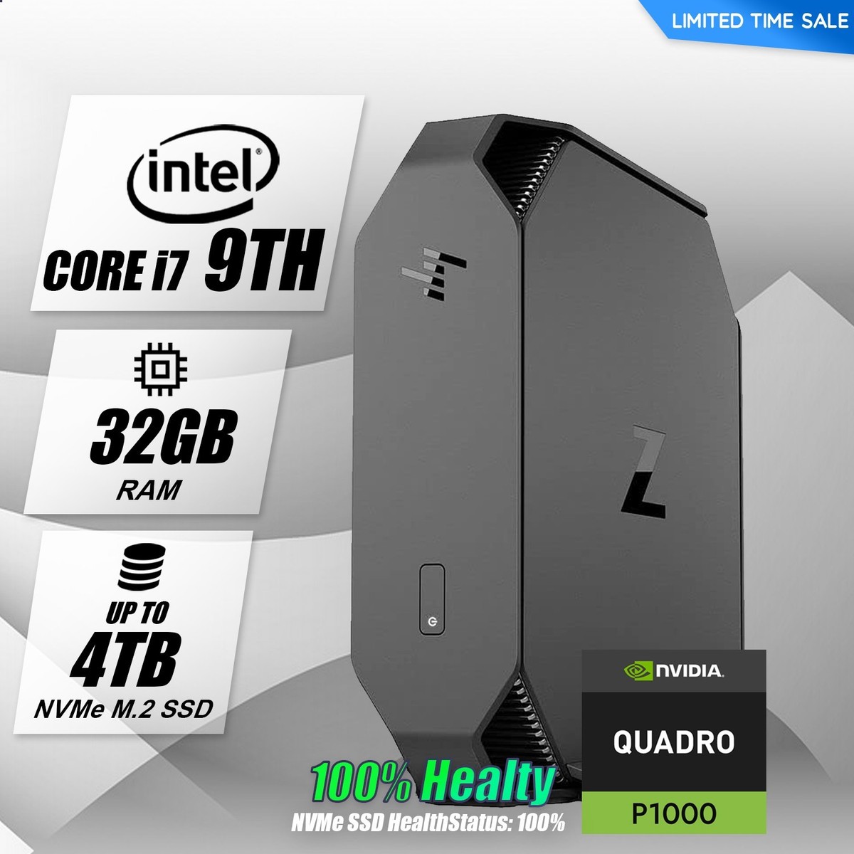2024年2月 HP 超美品 爆速 13世代 i5 32GB SSD 1TB HP Z2 Mini i7 9TH Workstation, Up to 4.7GHz 32GB RAM 2TB SSD