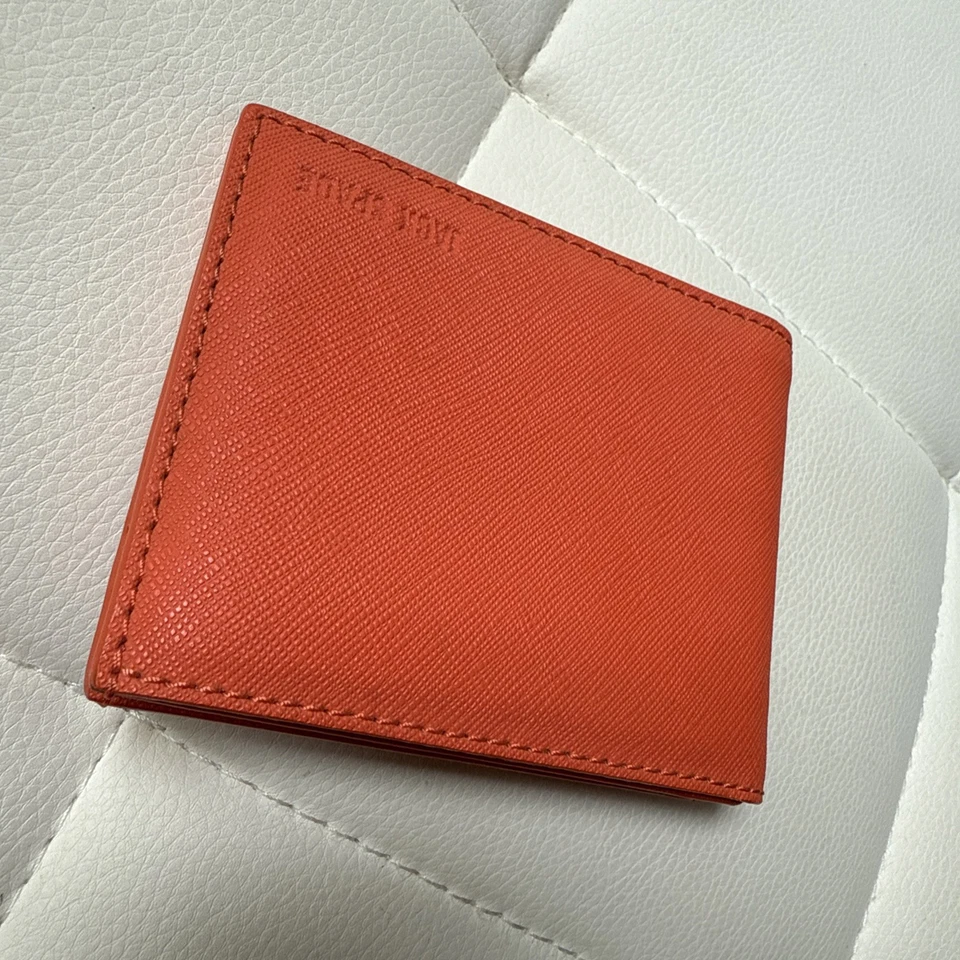 Jack Spade New York Orange Wesson Leather Bifold Pocket Wallet Bill Holder MINT - Image 3 of 4