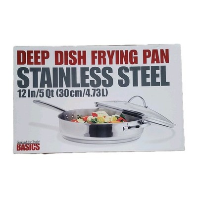 NEW Tools of the Trade Basics 5-Quart Stainless Steel Deep Dish Frying Pan w Lid