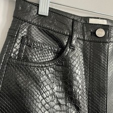 Aritzia Wilfred Melina Black Snakeskin Faux Leather Straight Leg Pant 2 READ