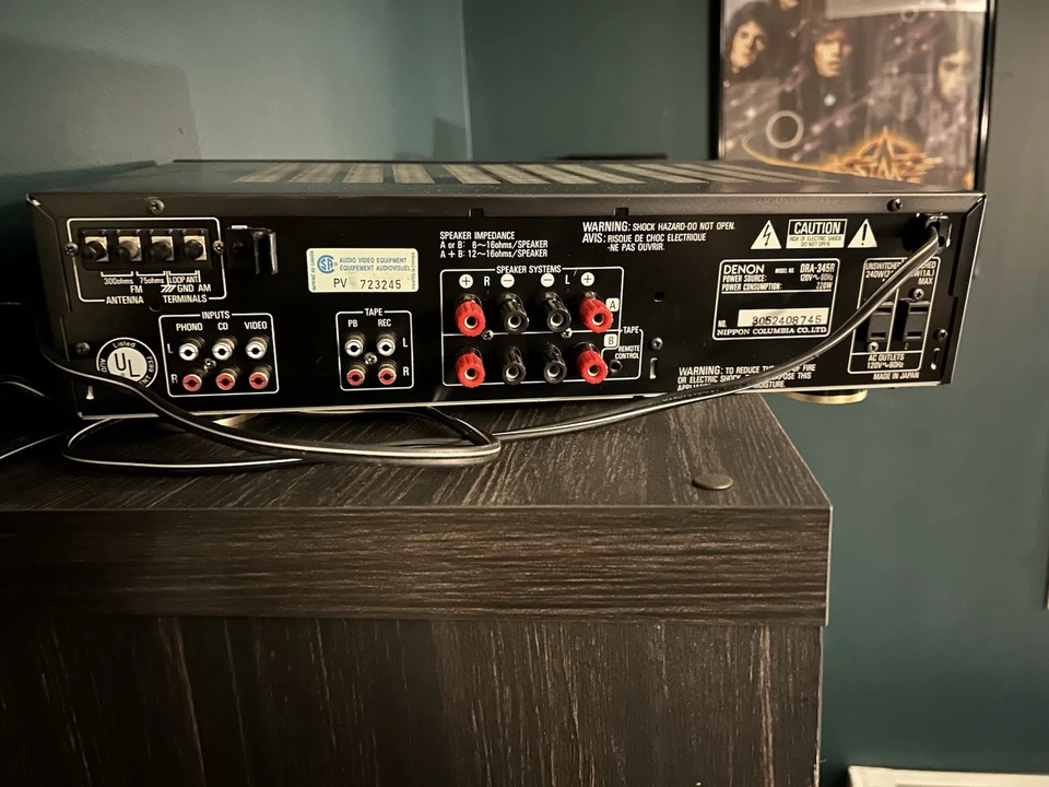 VINTAGE DENON DRA-345R 2 CHAN HiFi STEREO A/V RECEIVER AMPLIFIEr MADE IN JAPAN!! - Image 3 of 4