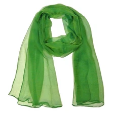 Solid Color Silk Long Scarf Green