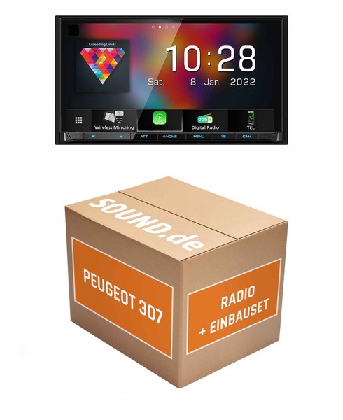 Autoradio Kenwood DMX8021DABS FüR Peugeot 307 + PDC (Wireless) Apple Carplay (Wi-image