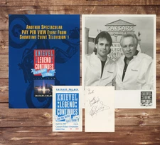 Robbie Knievel Signed Caesars Palace Autographed Ticket + Program & Evel Photo