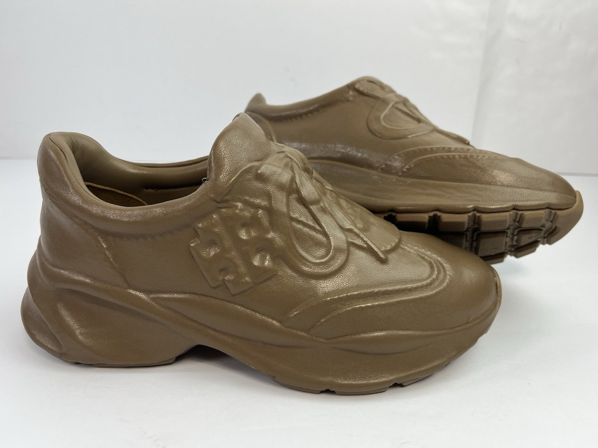 Tory Burch Good Luck X-ray Trainer Leather Brown Size 7.5M - MSRP