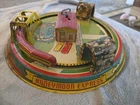 Vintage MARX Tin Honeymoon Express Wind Up Toy Train With Water Scene - Works!