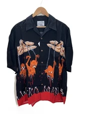 WACKO MARIA Short Sleeve Shirt L Rayon BLK All over Pattern