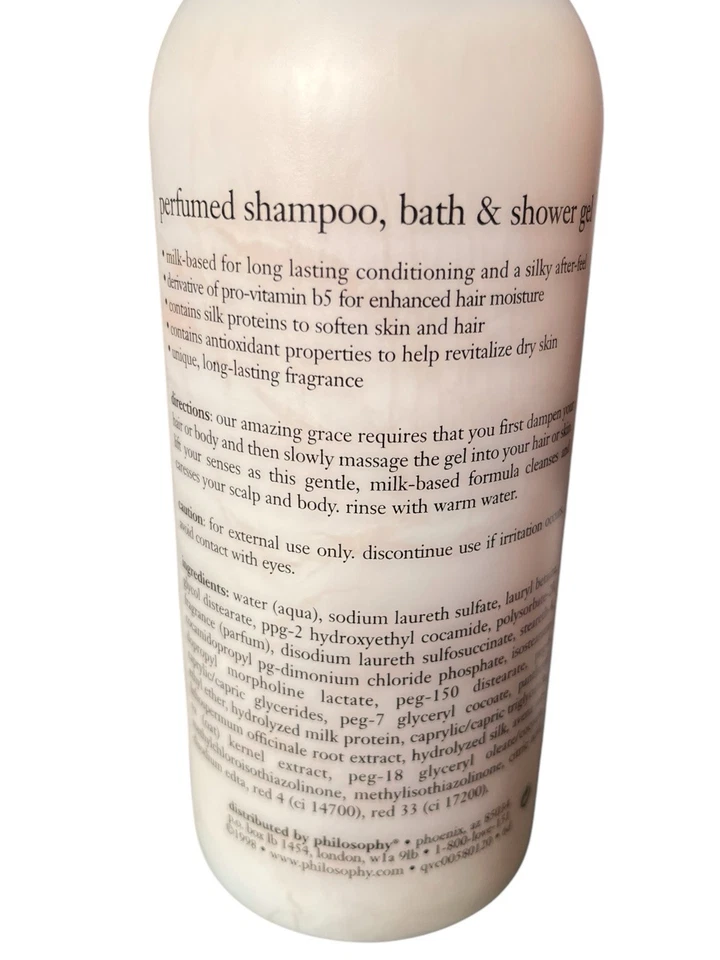 Xampu perfumado vintage década de 1990 Philosophy AMAZING GRACE ORIG gel de banho e banho 32 oz - Imagem 4 de 4