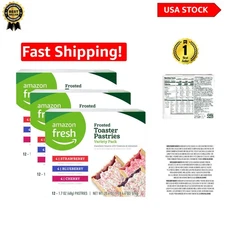 Pack of 3 - 12ct Toaster Pastries - Sweet Strawberry, Cherry & Blueberry Treats