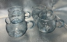 Set Of 4 Handblown Sea Glass Wave Mug 12 oz Unique Sea Inspired Drinkware