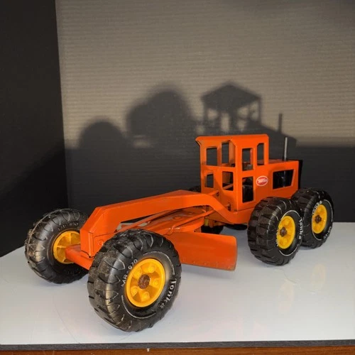 VTG 1970’s Tonka Pressed Steel Orange Road Grader- MR-970 Wheels