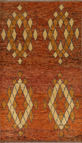 Alfombra geométrica de lana oxidada bereber marroquí oriental hecha a mano tamaño habitación 6x9 - Imagen 1 de 18