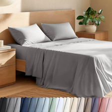 Organic Cotton Twin XL Sheet Set - Light Grey, Crisp Breathable