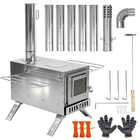 Premium Hot Tent Stove Stainless Steel Wood Burning Stove with 7 Chimney Pipes