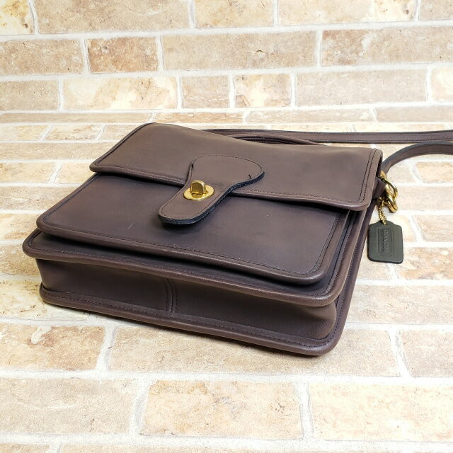 バッグ old coach mini shoulder bag leather usa Old Coach Mini Shoulder Bag Turn Lock Leather Navy Unisex Vintage