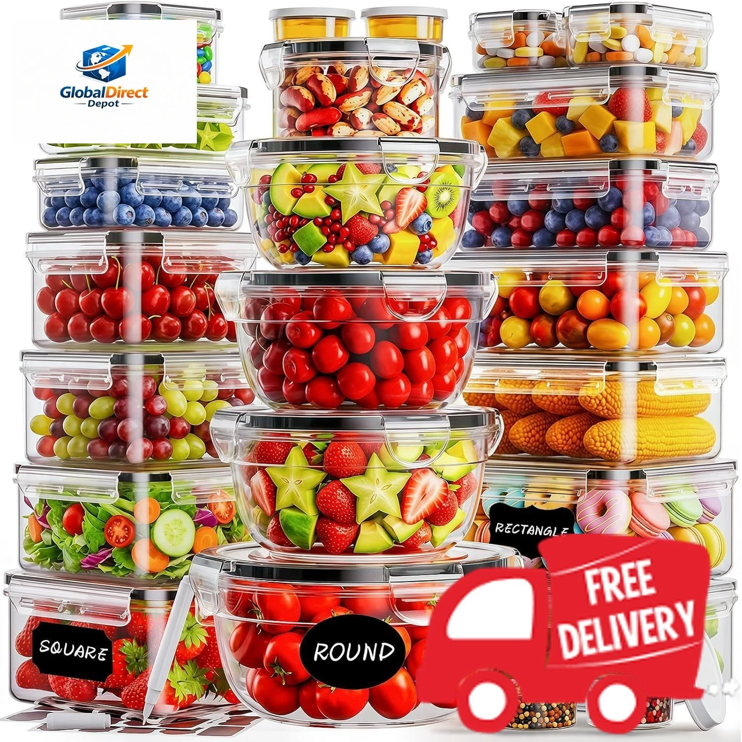50 PCS Food Storage Containers with Lids (25 Containers & 25 Lids) - Reusable...