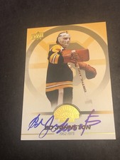 JSA ED JOHNSTON SIGNED UPPER DECK AUTOGRAPHED BRUINS CENTENNIAL CARD 572