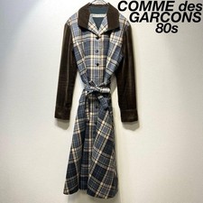 USED RARE 1980 COMME DES GARCONS HIGH-QUALITY DOCKING CHECK LONG COAT ACCEPTAB
