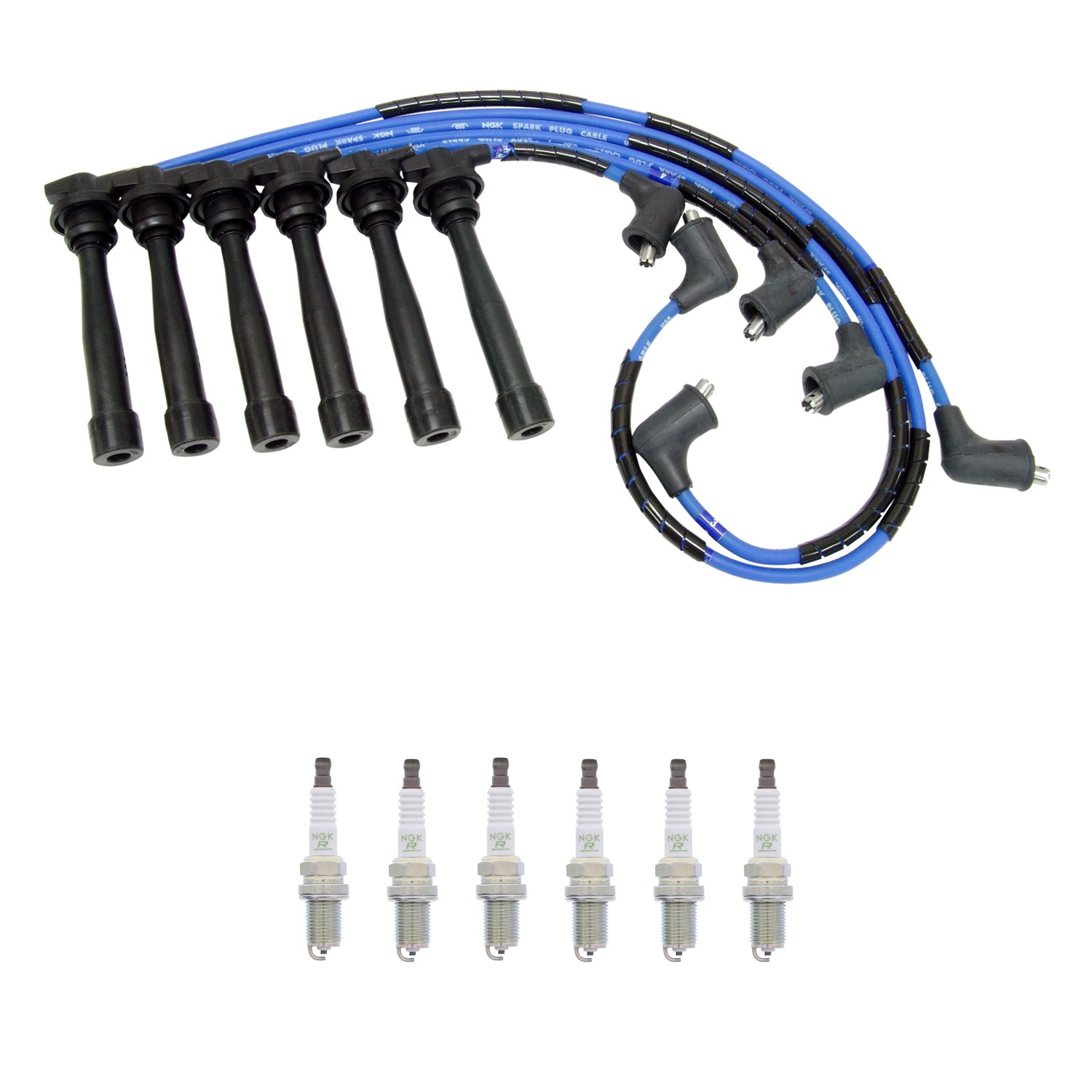 NGK Wire Set And NGK 6 V-Power Spark Plugs Kit for Sportage Tucson 2.7L V6 NA