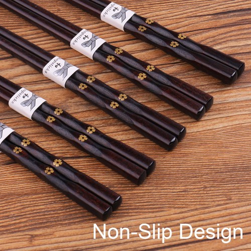 5 Pairs Chopsticks Wooden, Reusable Chop sticks, Non-slip Japanese Style gift... - Picture 4 of 6
