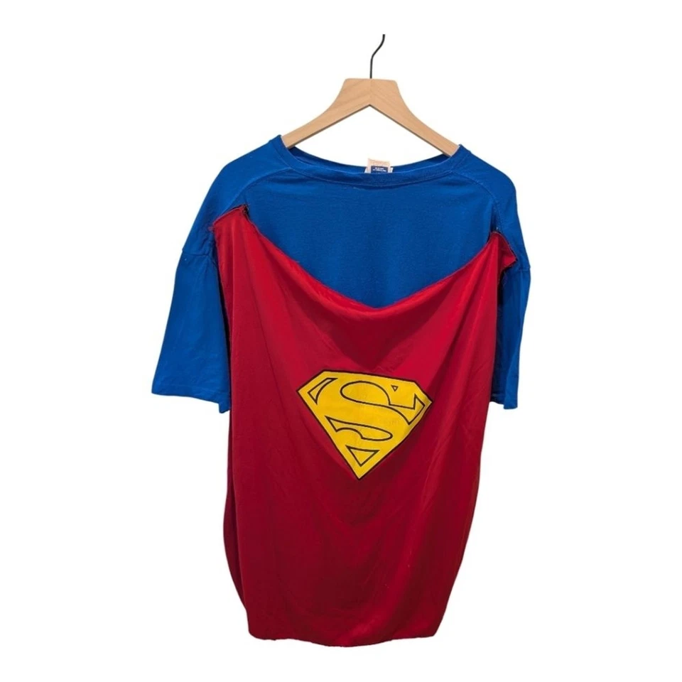Vintage Superman Costume T-Shirt Cape XL Blue Red Rubie’s Made USA Halloween DC - Image 2 of 4