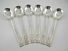 National Silver Co INAUGURATION 6 Round Soup / Gumbo Spoons Silverplate Flatware
