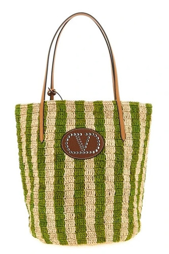 VALENTINO GARAVANI Raffia Green Tote Bag New & Authentic