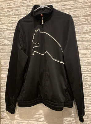 Men's Puma Zip Up Track Jacket (No Hood) Black, Size Large, Puma Logo, Pockets