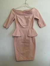 young edwardian dress Vintage 80s Pink Denim Size 3 S XS Blue Jean Dress Peplum