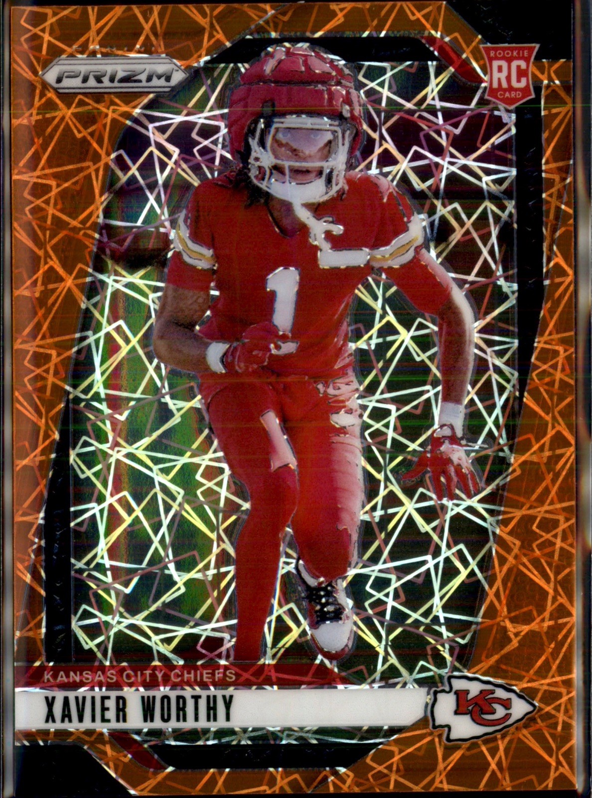 2024 Prizm Xavier Worthy Orange Laser Prizm Rookie #399