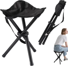 Travel Folding Camping Stool, 14.6 Inches Lightweight Outdoor Tripod Chair and M